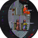 Diagram showing the seating configuration for the three manikins, with Campos up top, Helga at bottom left, and Zohar, wearing the radiation vest, at right.